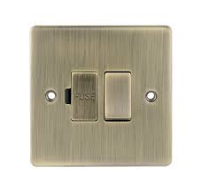 D-FS13DP-ABM 13A Switched Fused Spur Metal Insert Antique Brass